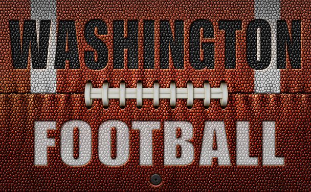 Las palabras, Washington Football, grabadas en un balón de fútbol aplanado en dos dimensiones. Ilustración 3D - Foto, Imagen