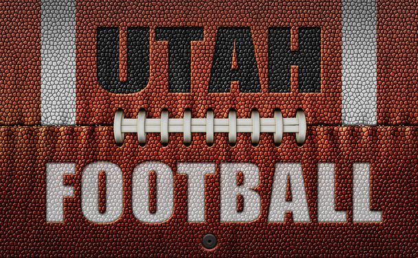 Sanat, Utah Football, kohokuvioitu jalkapallo litistetty kahteen ulottuvuuteen. 3D-kuvitus - Valokuva, kuva