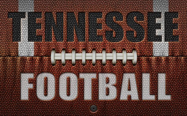 Les mots, Tennessee Football, gravés sur un ballon de football aplati en deux dimensions. Illustration 3D - Photo, image