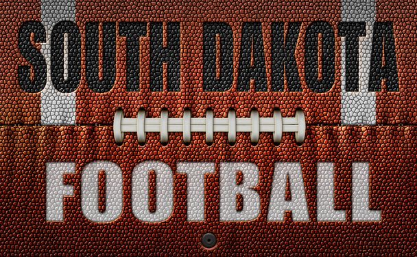Le parole, South Dakota Football, impresso su un calcio appiattito in due dimensioni. Illustrazione 3D - Foto, immagini