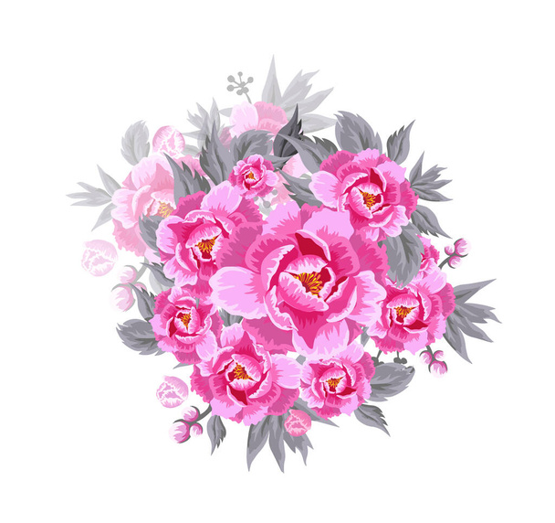 Abstracción con peonías rosadas. Ilustración vectorial - Vector, imagen