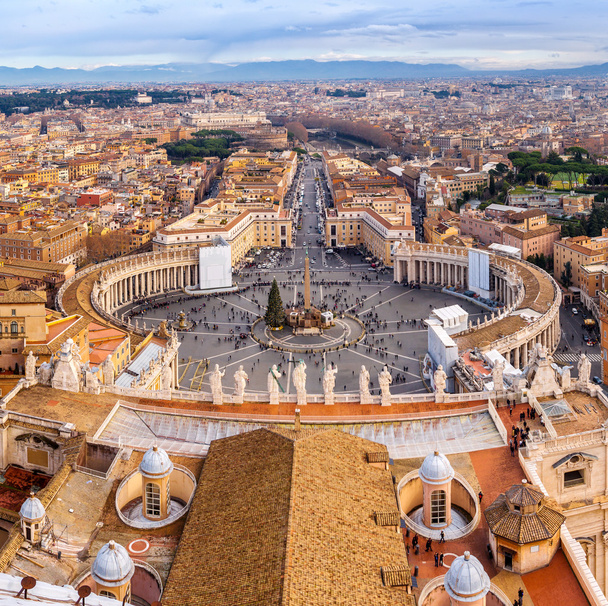 Saint Peter's Square in Vatican and aerial view of Rome - Photo, Image