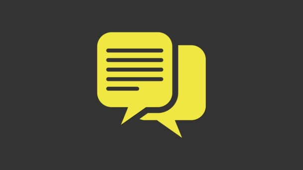 Icono de Chat Amarillo aislado sobre fondo gris. Símbolo de burbujas de habla. Animación gráfica de vídeo 4K - Imágenes, Vídeo