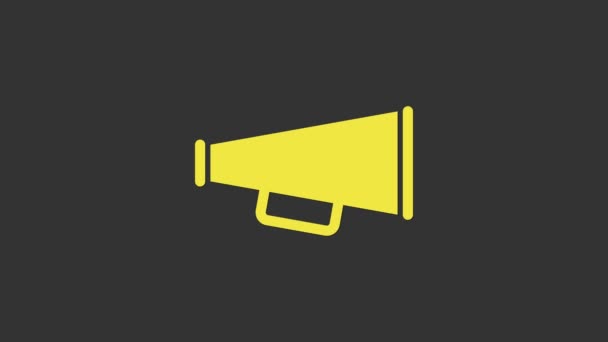 Yellow Megaphone icon isolated on grey background. 4K Video motion graphic animation - Footage, Video