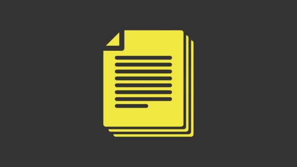 Gelbes Dokument-Symbol isoliert auf grauem Hintergrund. Datei-Symbol. Checklisten-Symbol. Geschäftskonzept. 4K Video Motion Grafik Animation - Filmmaterial, Video