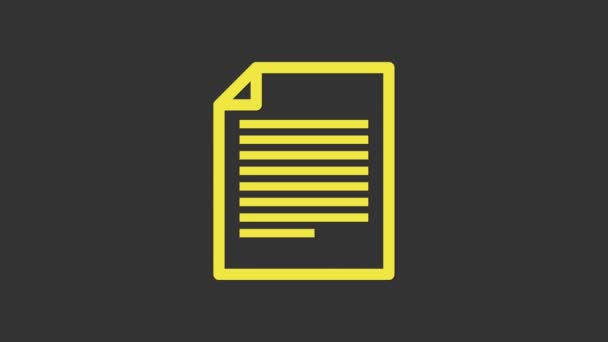 Желтый значок документа выделен на сером фоне. Значок файла. Reecklist icon. Бизнес-концепция. Видеографическая анимация 4K - Кадры, видео