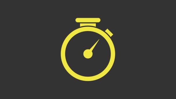 Icône chronomètre jaune isolée sur fond gris. Signe de minuterie. Animation graphique de mouvement vidéo 4K - Séquence, vidéo