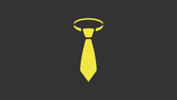 Желтая иконка галстука выделена на сером фоне. Символ галстука и галстука. Видеографическая анимация 4K - Кадры, видео