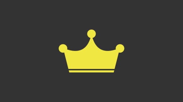 Gelbe Krone Symbol isoliert auf grauem Hintergrund. 4K Video Motion Grafik Animation - Filmmaterial, Video