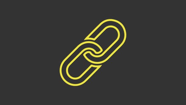 Ikona żółtego łańcucha odizolowana na szarym tle. Połączenie pojedyncze. 4K Animacja graficzna ruchu wideo - Materiał filmowy, wideo