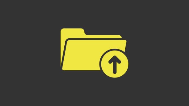 Flecha de descarga amarilla con icono de carpeta aislado sobre fondo gris. Animación gráfica de vídeo 4K - Imágenes, Vídeo