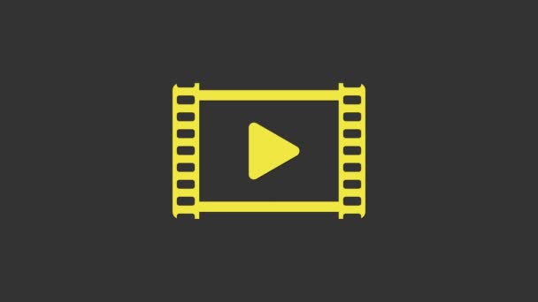 Жовтий Відтворити відео значок ізольовано на сірому фоні. Фільм з ігровим знаком. 4K Відео рух графічна анімація
 - Кадри, відео