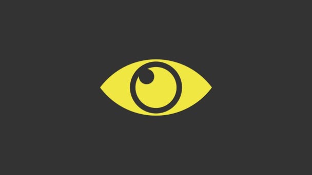 Sárga szem ikon elszigetelt szürke háttér. 4K Videó mozgás grafikus animáció - Felvétel, videó