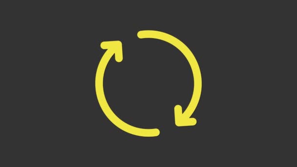 Keltainen Refresh kuvake eristetty harmaalla pohjalla. Lataa symboli uudelleen. Pyörivät nuolet ympyräkyltissä. 4K Video motion graafinen animaatio - Materiaali, video