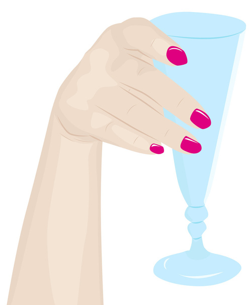 γυναικείο χέρι με ένα ποτήρι - Διάνυσμα, εικόνα