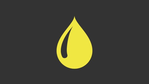 Ikona kapky žluté vody izolované na šedém pozadí. Grafická animace pohybu videa 4K - Záběry, video