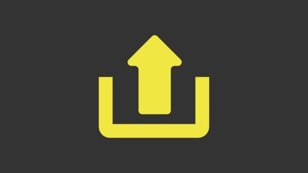 Ikona Žluté odesílání izolovaná na šedém pozadí. Šipka nahoru. Grafická animace pohybu videa 4K - Záběry, video