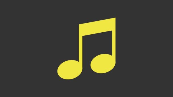 Amarillo Nota musical, icono de tono aislado sobre fondo gris. Animación gráfica de vídeo 4K - Imágenes, Vídeo