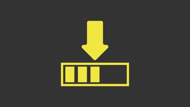 Icono de carga amarillo aislado sobre fondo gris. Descargar en curso. Icono de barra de progreso. Animación gráfica de vídeo 4K - Imágenes, Vídeo