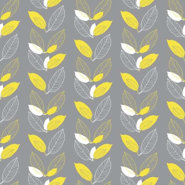 Vector gelb grau Blätter gestreift nahtlose Muster - Vektor, Bild