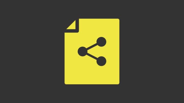 Yellow Share file icon isolated on grey background. File sharing. File transfer sign. 4K Video motion graphic animation - Footage, Video