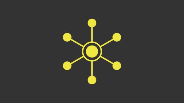 Icono de Red Amarilla aislado sobre fondo gris. Conexión de red global. Tecnología global o red social. Conectando puntos y líneas. Animación gráfica de vídeo 4K - Imágenes, Vídeo