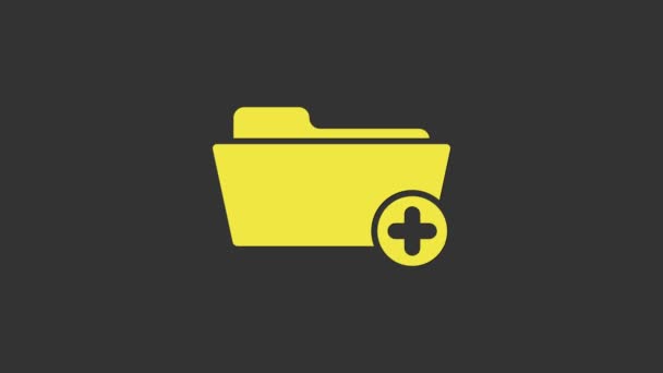 灰色の背景に隔離された医療アイコンのための黄色の医療記録フォルダ。患者ファイルのアイコン。医療史のシンボル。4Kビデオモーショングラフィックアニメーション - 映像、動画