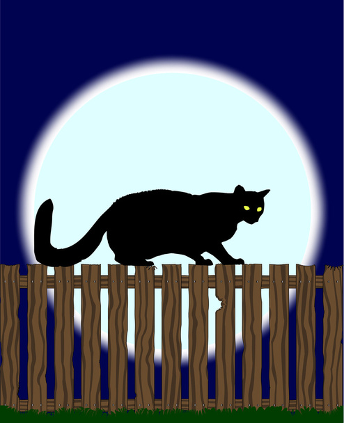 γάτα σε φράχτη - Διάνυσμα, εικόνα