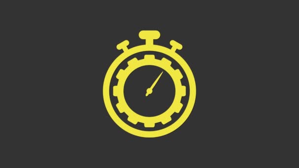 Icona gestione del tempo giallo isolata su sfondo grigio. Orologio e cambio. Simbolo di produttività. Animazione grafica 4K Video motion - Filmati, video