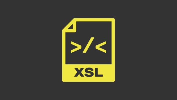 Sarı XSL dosya belgesi. Gri arkaplanda xsl düğmesi simgesi indir. Dosya simgesini çıkart. 4K Video hareketli grafik canlandırması - Video, Çekim