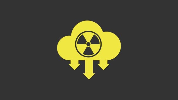 Icono de lluvia ácida amarilla y nube radiactiva aislado sobre fondo gris. Efectos de la contaminación atmosférica tóxica sobre el medio ambiente. Animación gráfica de vídeo 4K - Imágenes, Vídeo