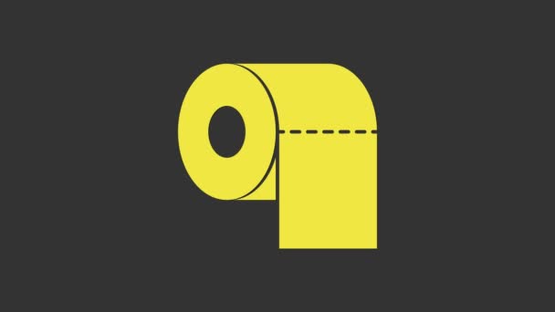 Icona gialla del rotolo di carta igienica isolata su sfondo grigio. Animazione grafica 4K Video motion - Filmati, video