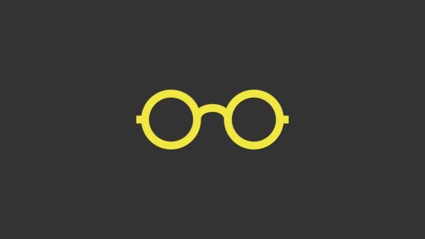 Icona Occhiali Gialli isolata su sfondo grigio. Simbolo cornice occhiali. Animazione grafica 4K Video motion - Filmati, video