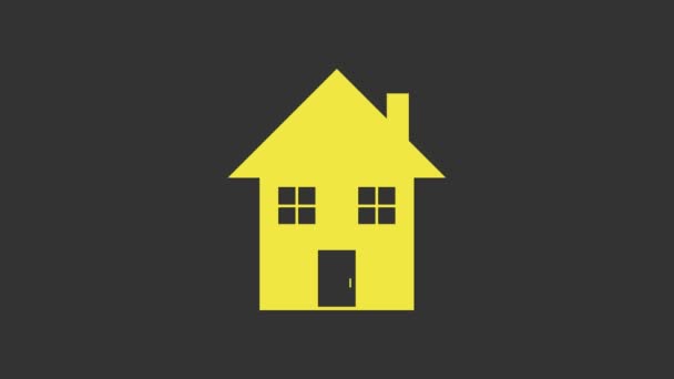 Icono Casa Amarilla aislado sobre fondo gris. Símbolo casero. Animación gráfica de vídeo 4K - Metraje, vídeo