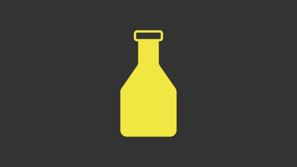 Желтый значок бутылки Кетчупа выделен на сером фоне. Видеографическая анимация 4K - Кадры, видео