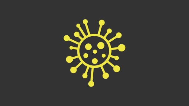 Gelbes Bakteriensymbol isoliert auf grauem Hintergrund. Bakterien und Keime, krankmachende Mikroorganismen, Zellkrebs, Mikroben, Viren, Pilze. 4K Video Motion Grafik Animation - Filmmaterial, Video
