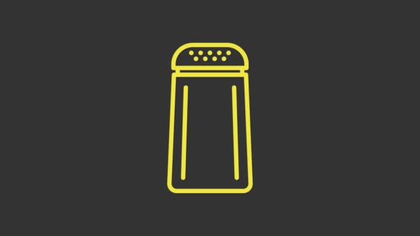 Icona di sale e pepe giallo isolata su sfondo grigio. Spezie da cucina. Animazione grafica 4K Video motion - Filmati, video