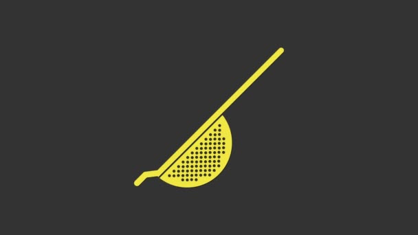 Sárga Konyha színező ikon elszigetelt szürke háttér. Főzőeszköz. Evőeszköz jel. 4K Videó mozgás grafikus animáció - Felvétel, videó