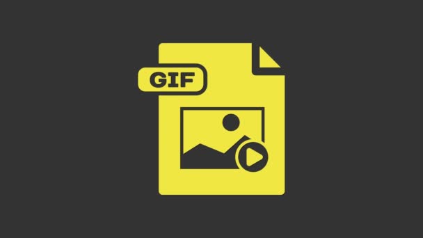 Sárga GIF fájl dokumentum. Letöltés gif gomb ikon elszigetelt szürke háttér. GIF fájl szimbólum. 4K Videó mozgás grafikus animáció - Felvétel, videó
