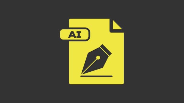 Документ Желтого ИИ. Иконка кнопки выделена на сером фоне. Файл AI. Видеографическая анимация 4K - Кадры, видео