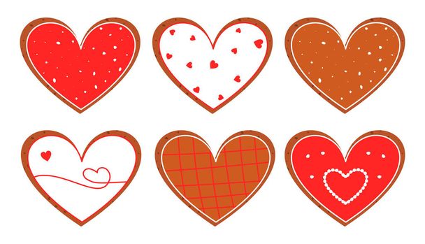 День Святого Валентина імбирне серце печиво плоске векторний набір
 - Вектор, зображення