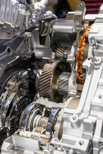 Metallic background of car automotive transmission gearbox - Photo, Image