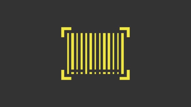 Icono amarillo de código de barras aislado sobre fondo gris. Animación gráfica de vídeo 4K - Metraje, vídeo