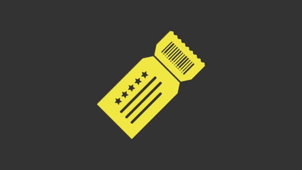 Icona Yellow Ticket isolata su sfondo grigio. Animazione grafica 4K Video motion - Filmati, video