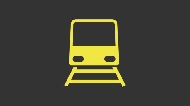 Yellow Train icon isolated on grey background. Public transportation symbol. Subway train transport. Metro underground. 4K Video motion graphic animation - Footage, Video