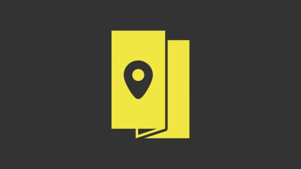 Portada amarilla guía de viaje icono aislado sobre fondo gris. Animación gráfica de vídeo 4K - Metraje, vídeo