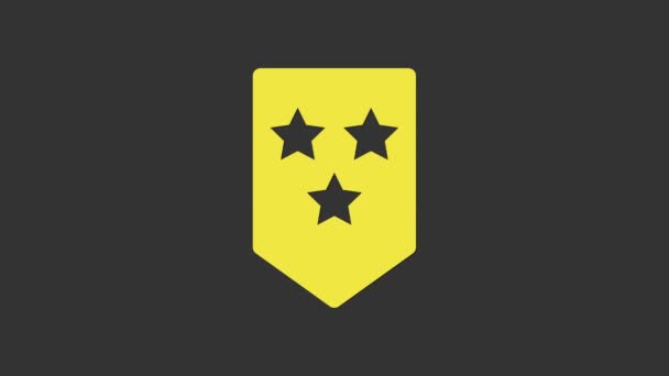 Icono amarillo de Chevron aislado sobre fondo gris. Signo de placa militar. Animación gráfica de vídeo 4K - Imágenes, Vídeo