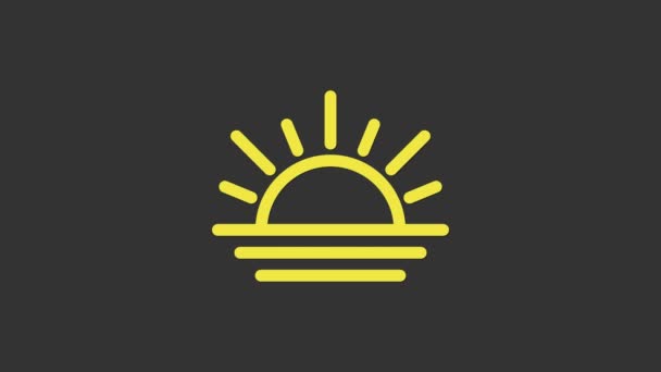 Ikona Žlutého západu slunce izolovaná na šedém pozadí. Grafická animace pohybu videa 4K - Záběry, video