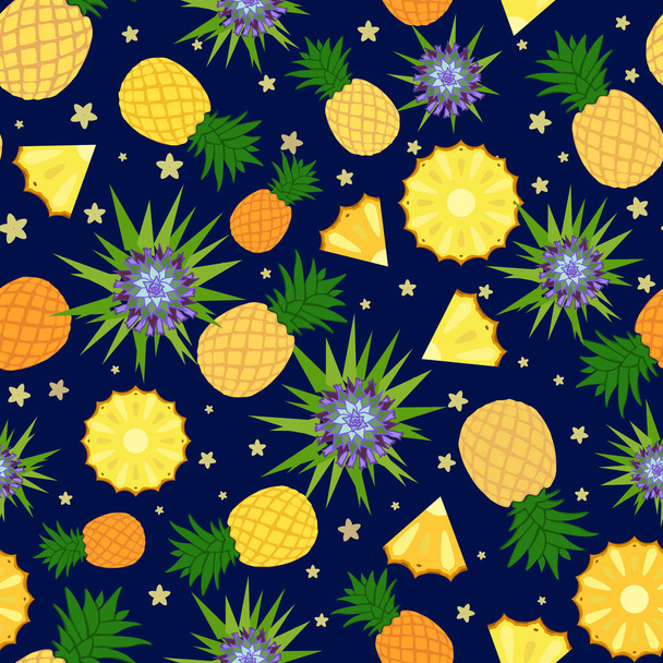 background with pineapples, vector illustration - Vector, Image