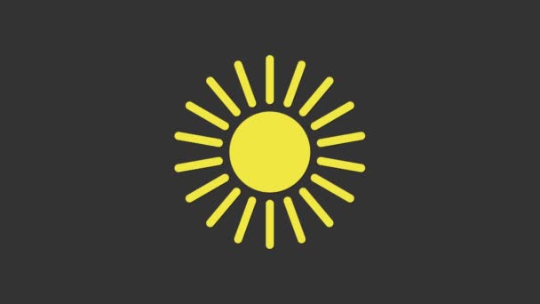 Ікона Жовтого Сонця ізольована на сірому тлі. 4K Відеографічна анімація - Кадри, відео